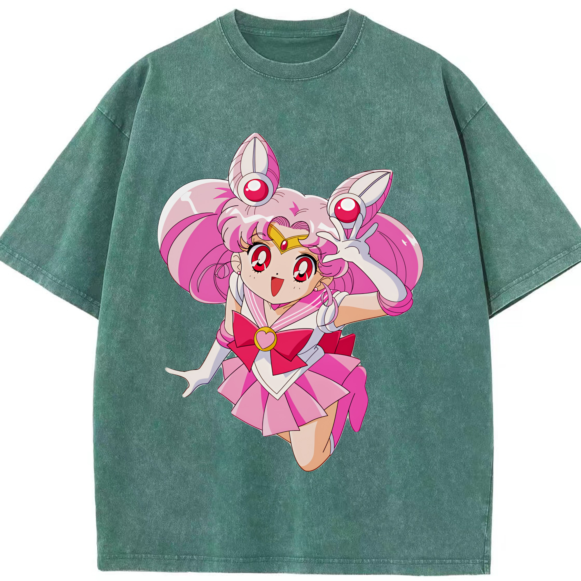 （画像用） 美少女戦士セーラームーン ちびうさ Sailor Moon Chibiusa Tsukino Usagi Small Lady Serenity 綿100% ヴィンテージ風 半袖Tシャツ（フロントプリント）